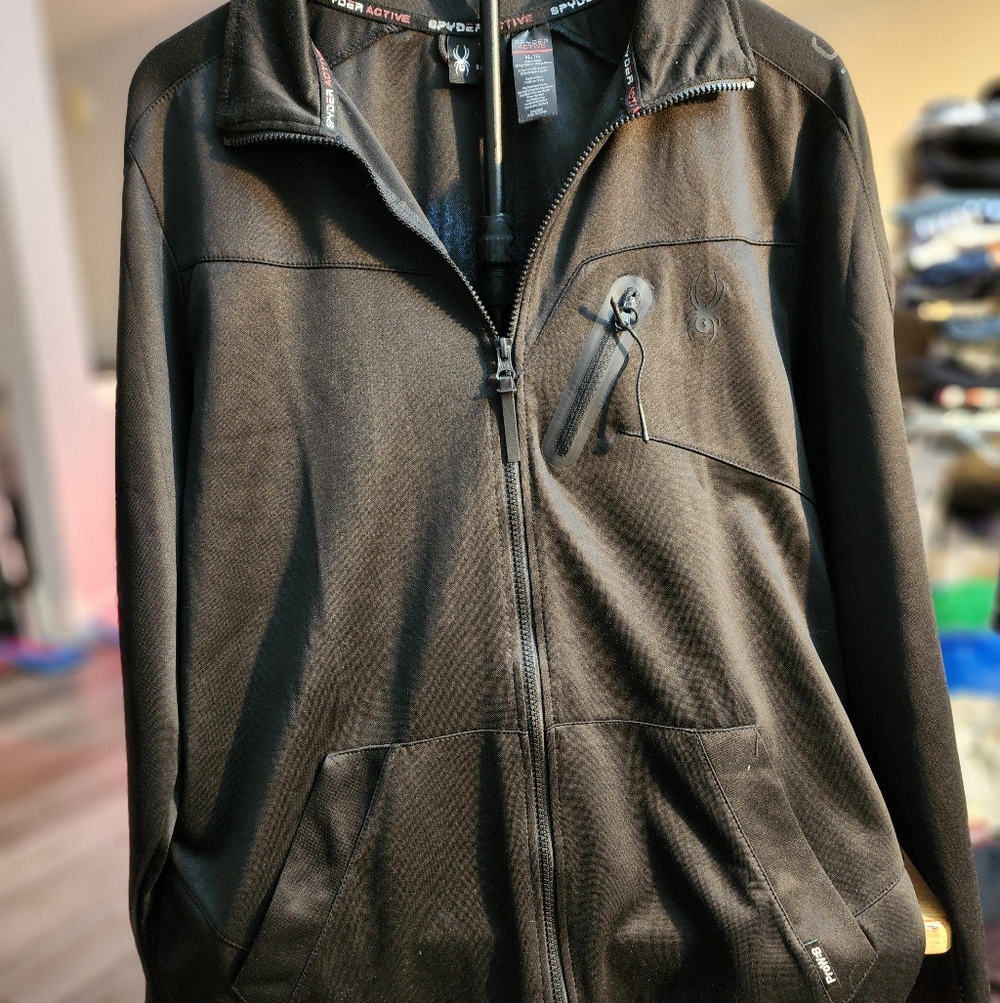 Spyder Active Jacket Mens XLarge Black ProWeb Full Zip Performance.